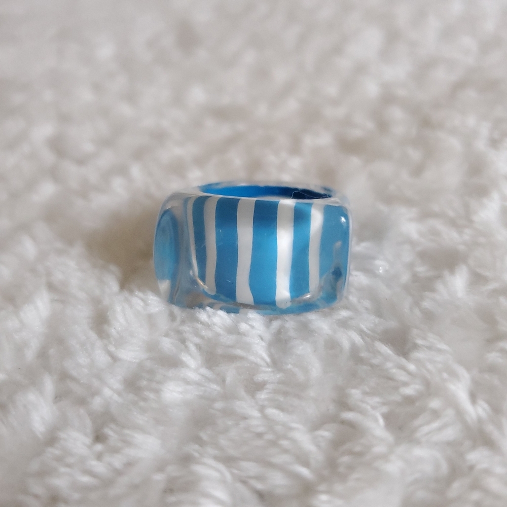 Blue and White Acrylic Ring